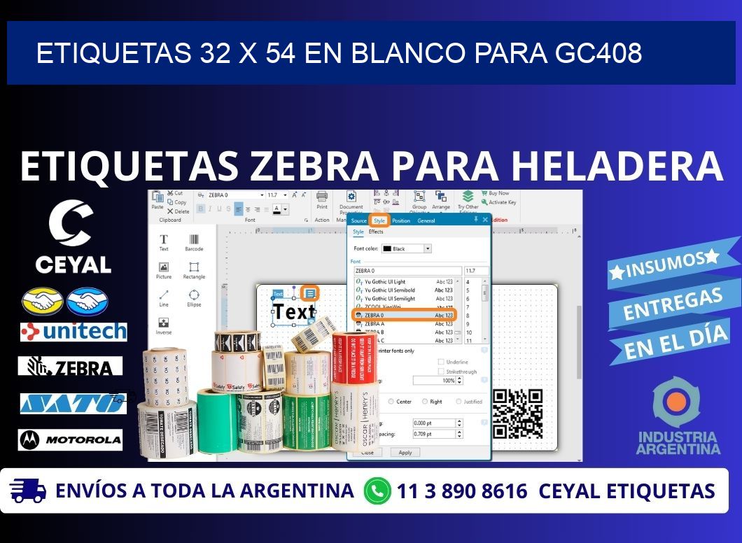 Etiquetas 32 x 54 en blanco para gc408