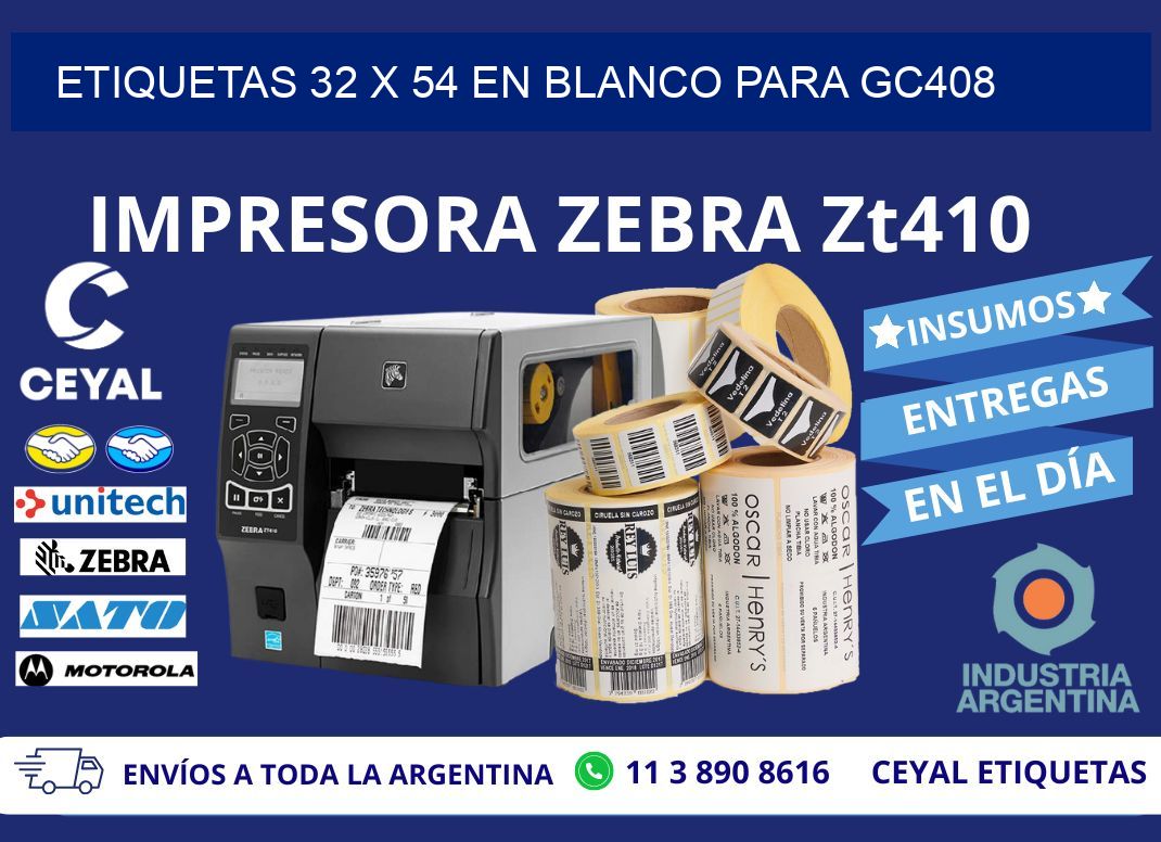 Etiquetas 32 x 54 en blanco para gc408