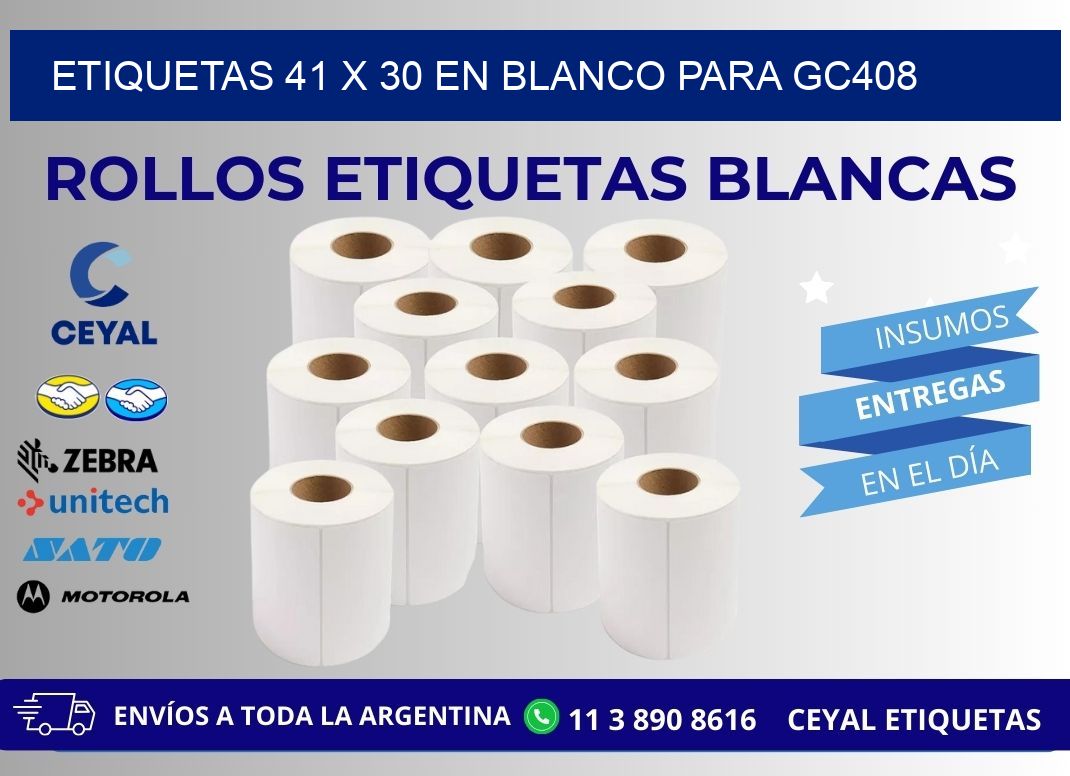 Etiquetas 41 x 30 en blanco para gc408