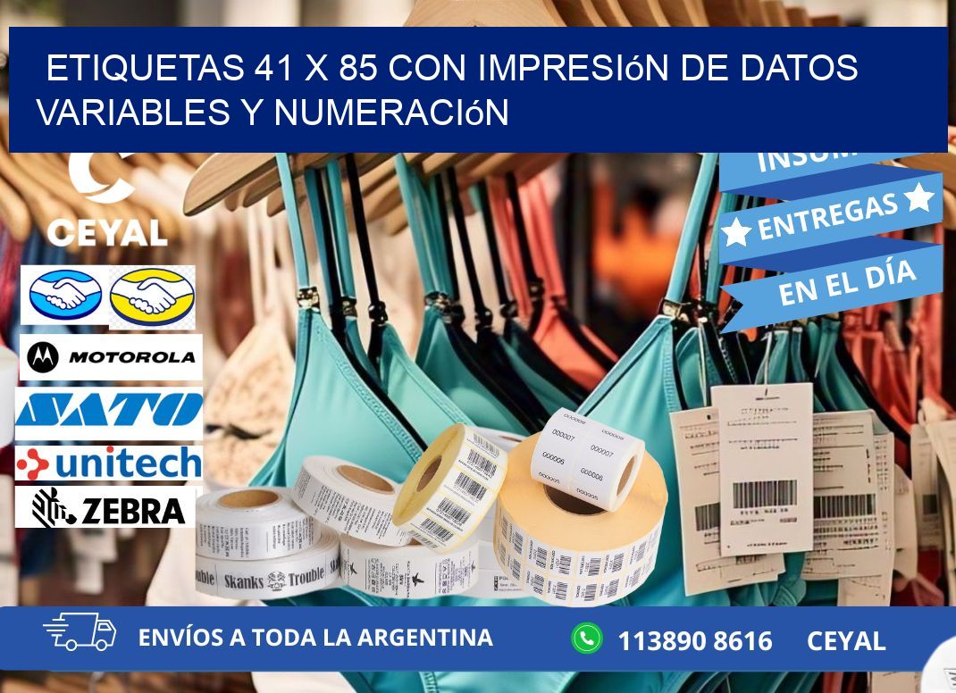 Etiquetas 41 x 85 con Impresión de Datos Variables y Numeración