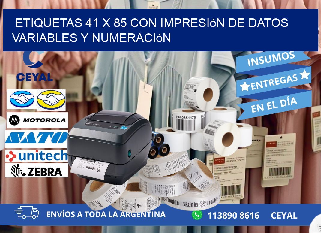 Etiquetas 41 x 85 con Impresión de Datos Variables y Numeración
