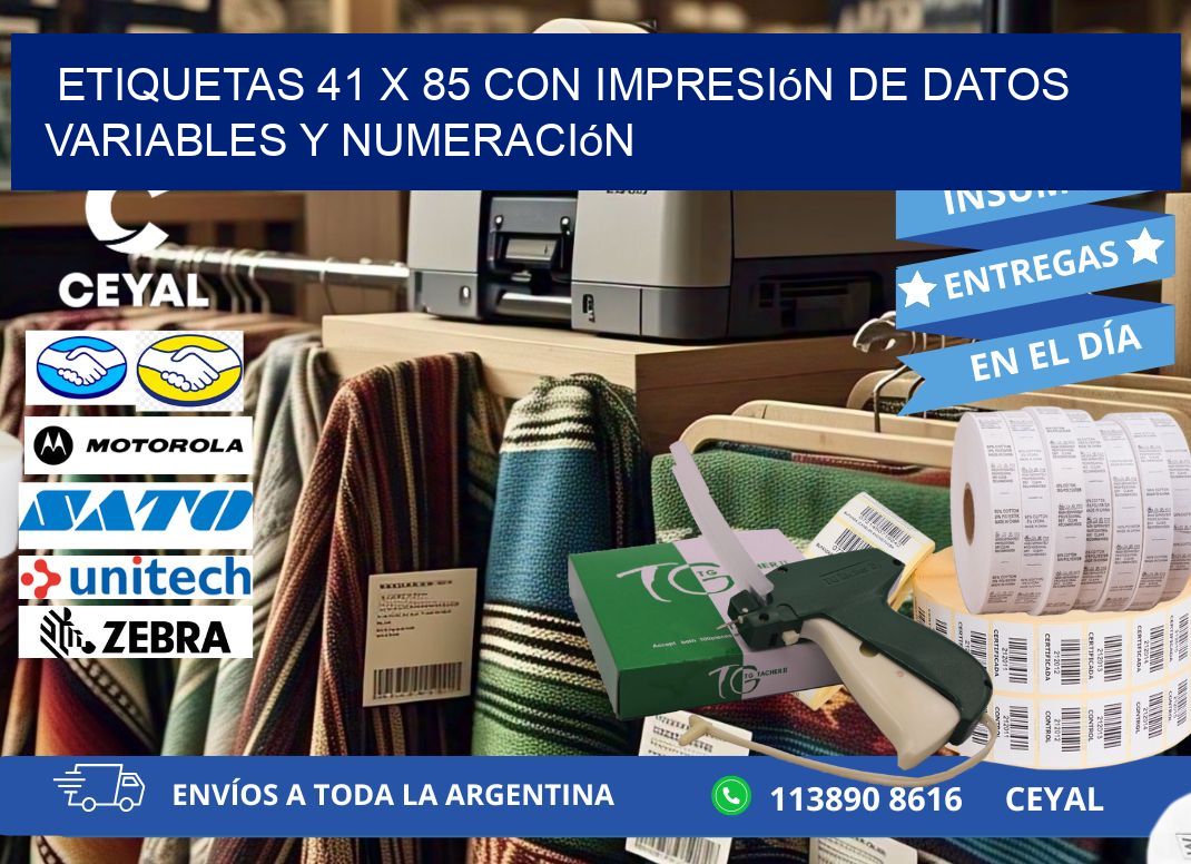 Etiquetas 41 x 85 con Impresión de Datos Variables y Numeración