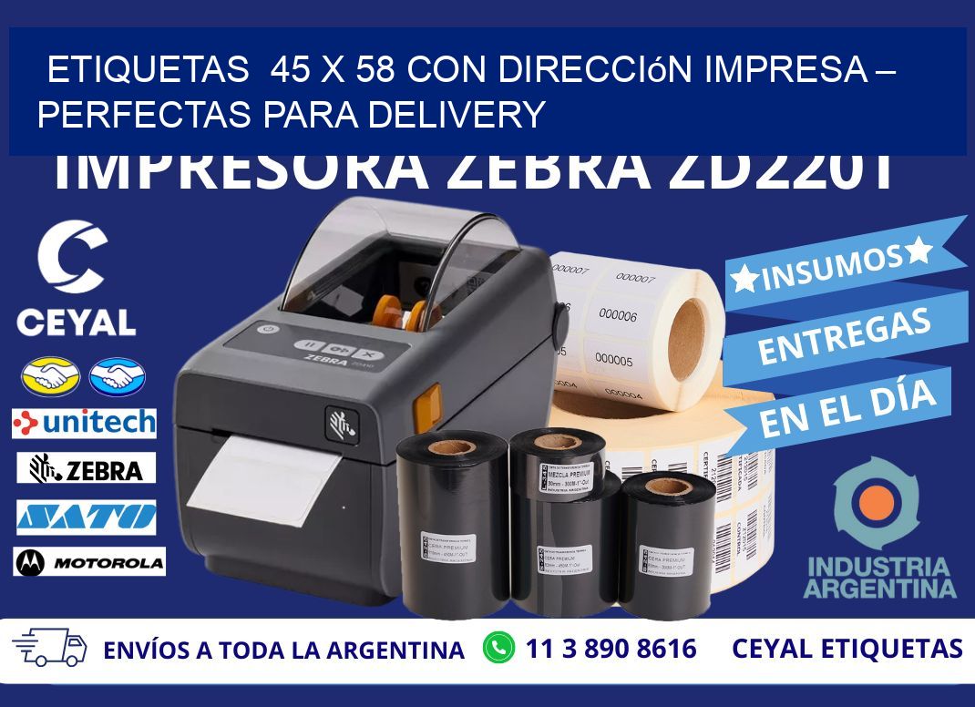 Etiquetas  45 x 58 con Dirección Impresa – Perfectas para Delivery
