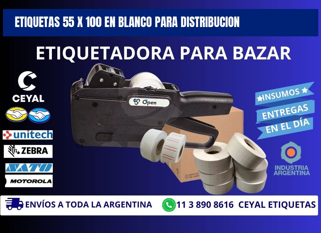 Etiquetas 55 x 100 en blanco para distribucion