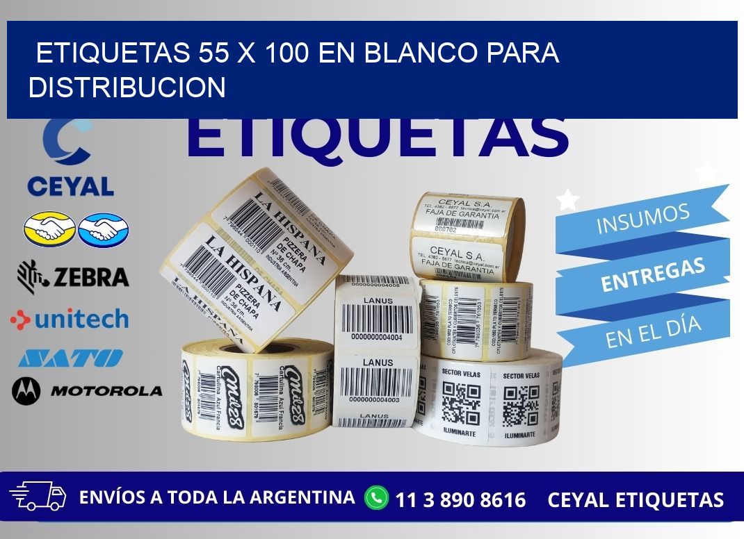 Etiquetas 55 x 100 en blanco para distribucion