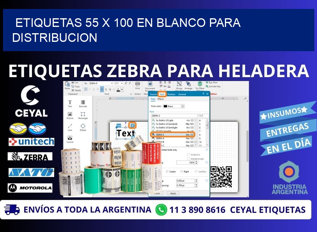 Etiquetas 55 x 100 en blanco para distribucion
