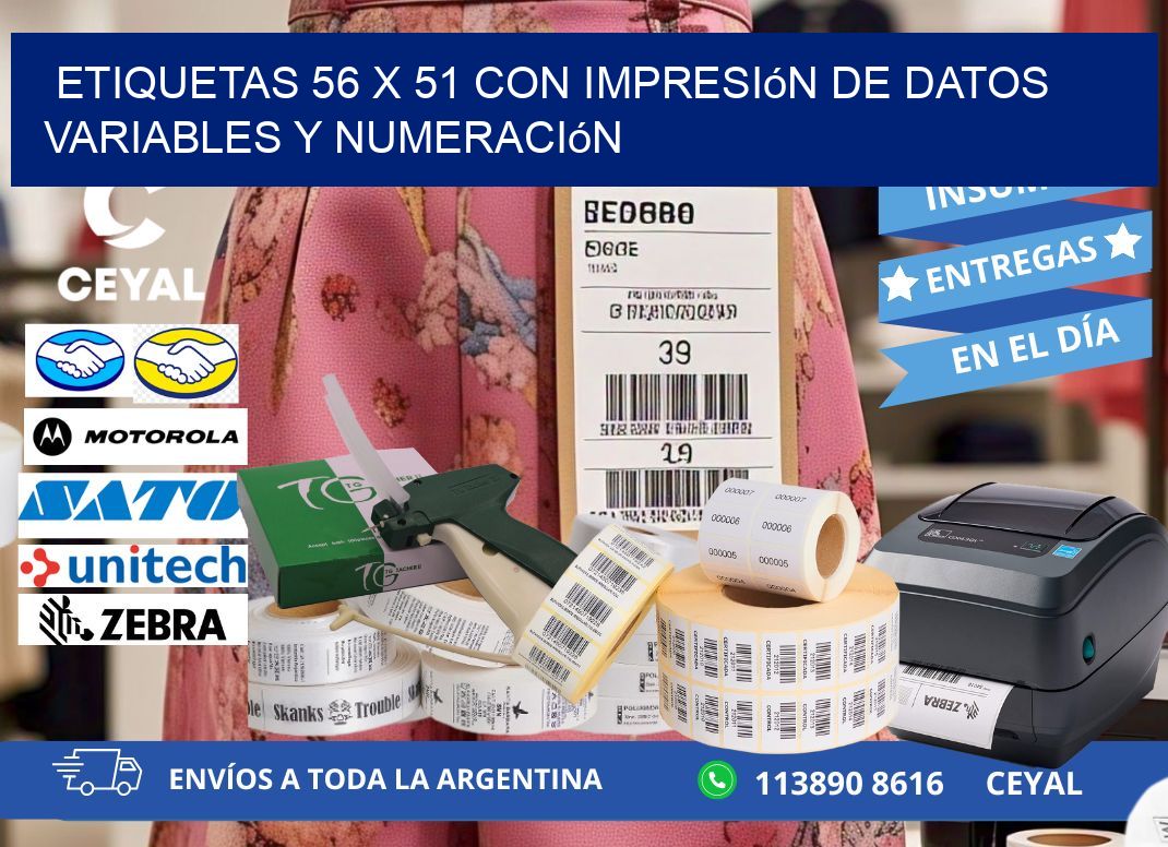 Etiquetas 56 x 51 con Impresión de Datos Variables y Numeración