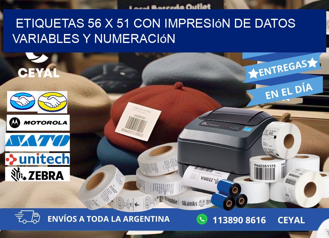 Etiquetas 56 x 51 con Impresión de Datos Variables y Numeración