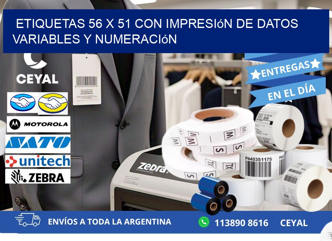 Etiquetas 56 x 51 con Impresión de Datos Variables y Numeración
