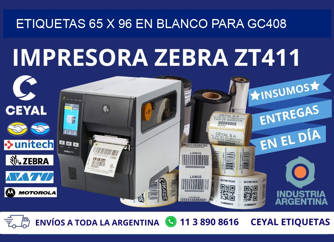 Etiquetas 65 x 96 en blanco para gc408