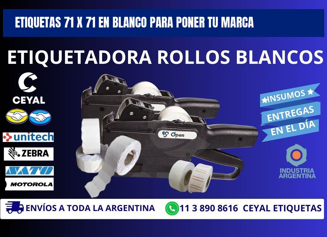 Etiquetas 71 x 71 en blanco para poner tu marca