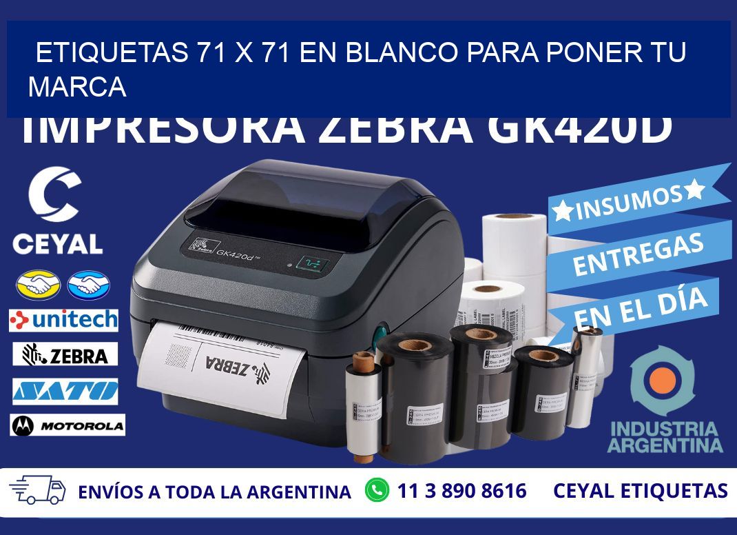 Etiquetas 71 x 71 en blanco para poner tu marca