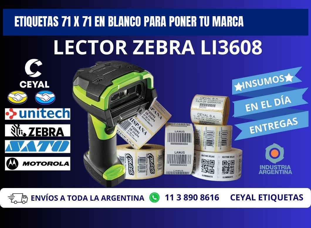 Etiquetas 71 x 71 en blanco para poner tu marca