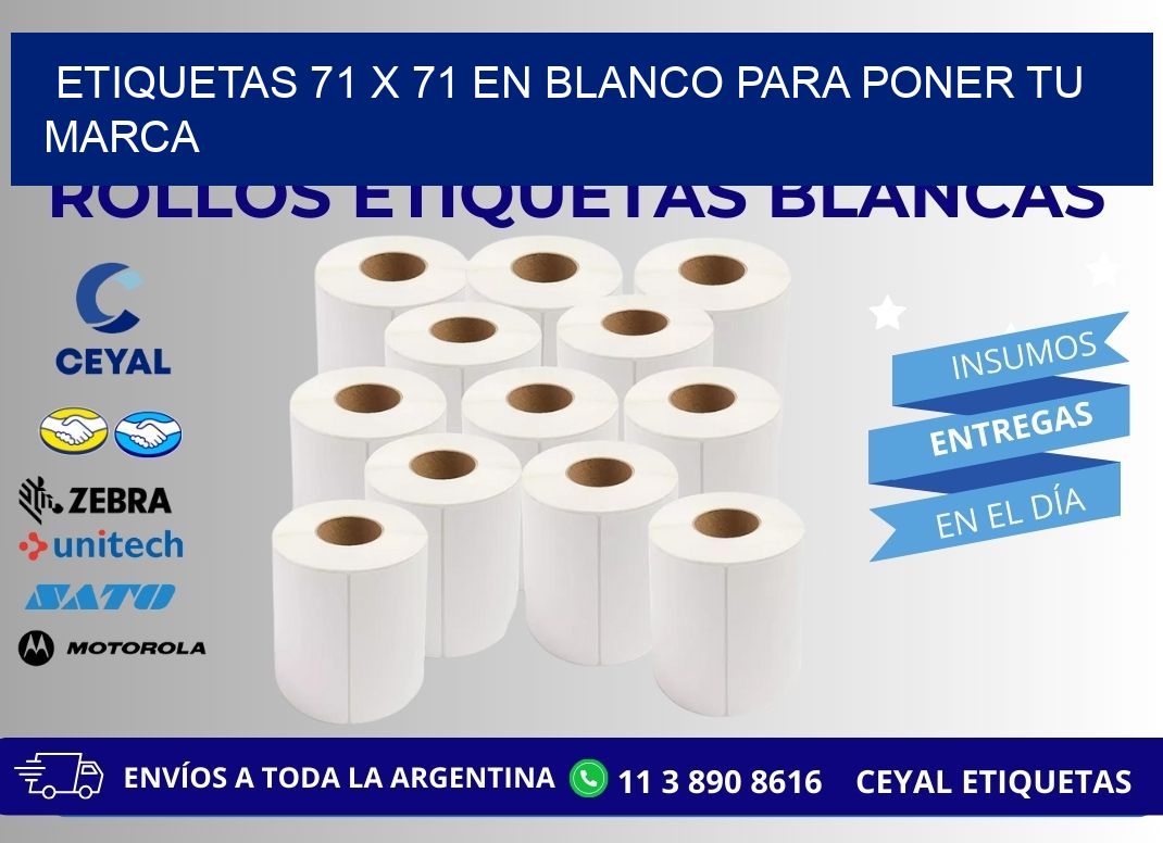 Etiquetas 71 x 71 en blanco para poner tu marca