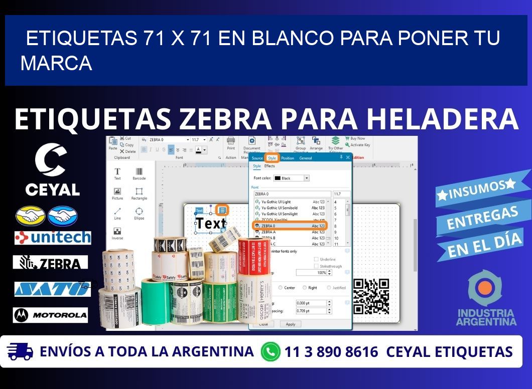 Etiquetas 71 x 71 en blanco para poner tu marca