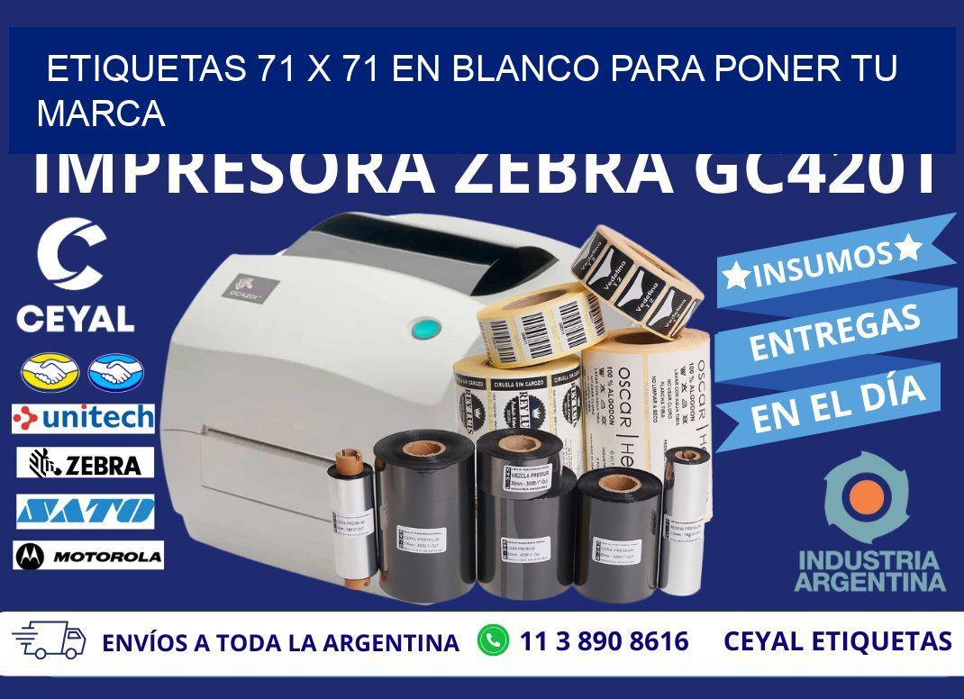 Etiquetas 71 x 71 en blanco para poner tu marca