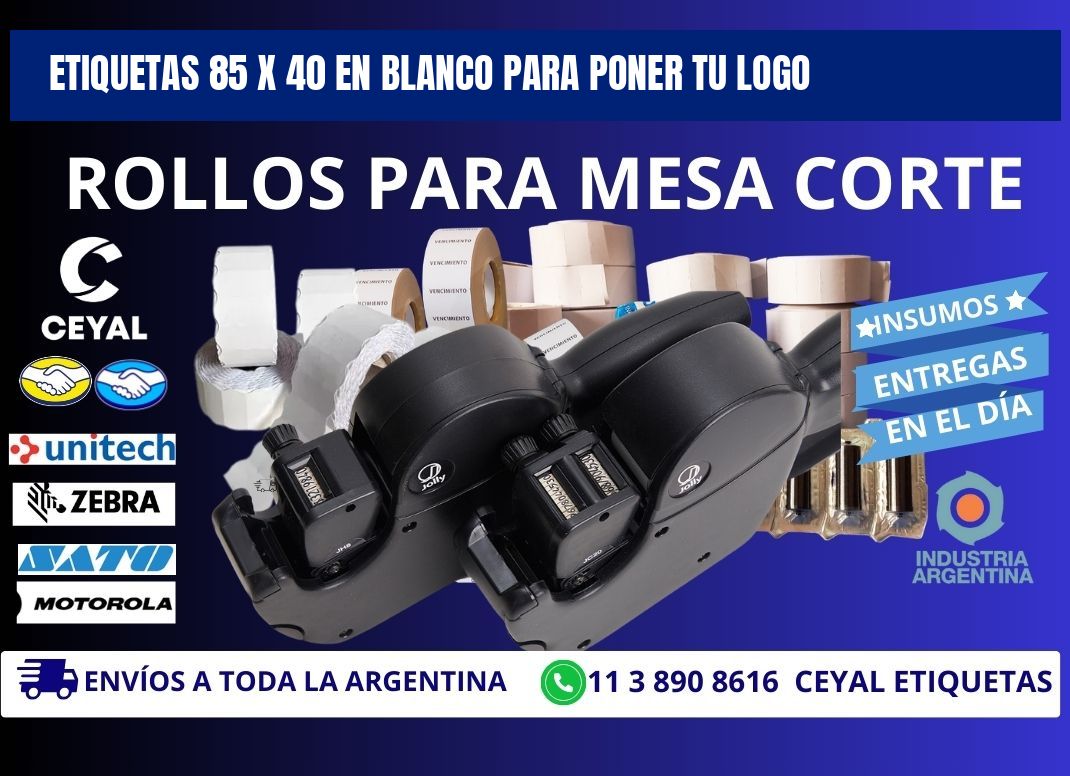 Etiquetas 85 x 40 en blanco para poner tu logo