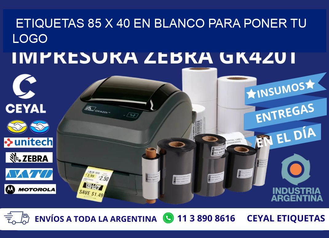 Etiquetas 85 x 40 en blanco para poner tu logo