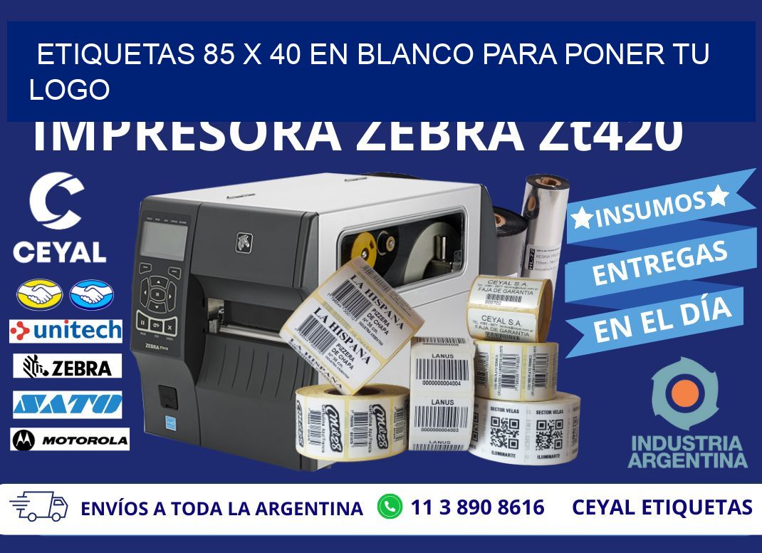 Etiquetas 85 x 40 en blanco para poner tu logo