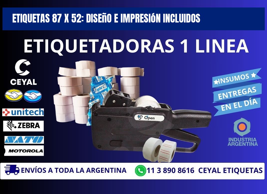 Etiquetas 87 x 52: Diseño e Impresión Incluidos