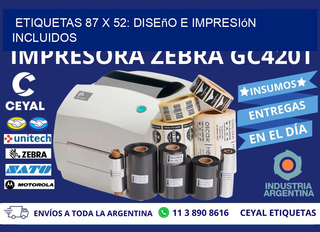 Etiquetas 87 x 52: Diseño e Impresión Incluidos