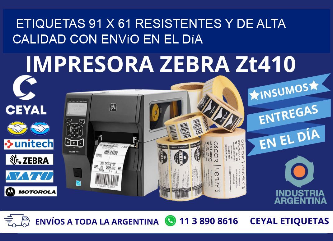 Etiquetas 91 x 61 Resistentes y de Alta Calidad con Envío en el Día