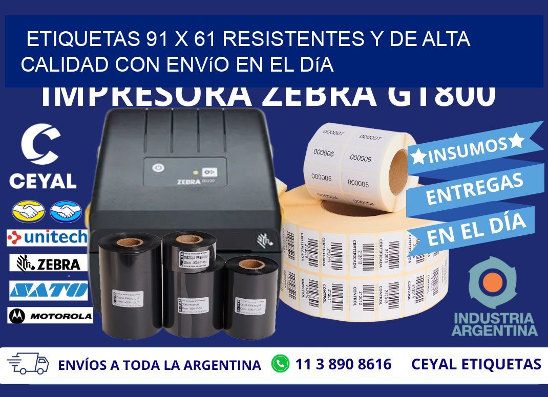 Etiquetas 91 x 61 Resistentes y de Alta Calidad con Envío en el Día