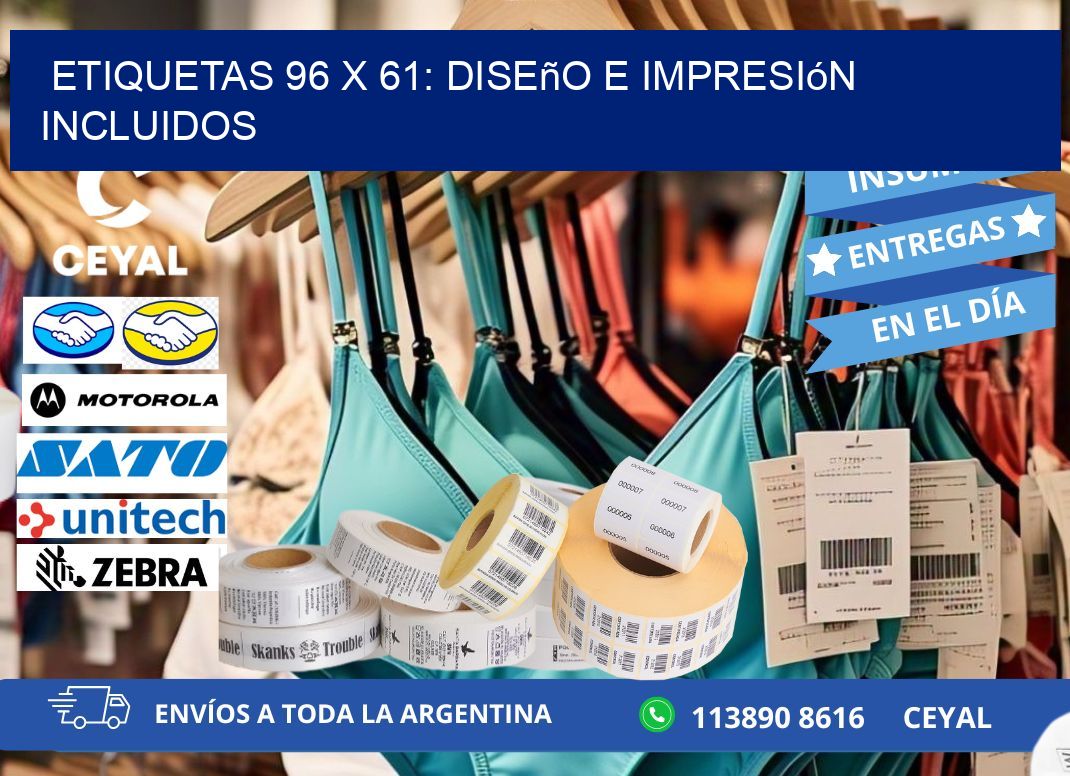 Etiquetas 96 x 61: Diseño e Impresión Incluidos