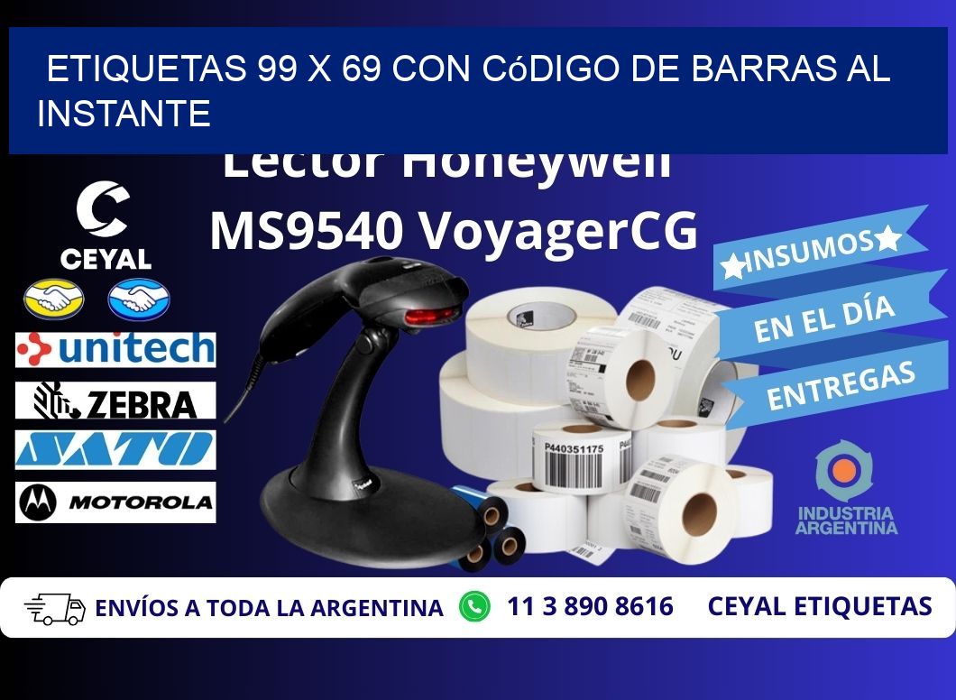 Etiquetas 99 x 69 con Código de Barras al Instante