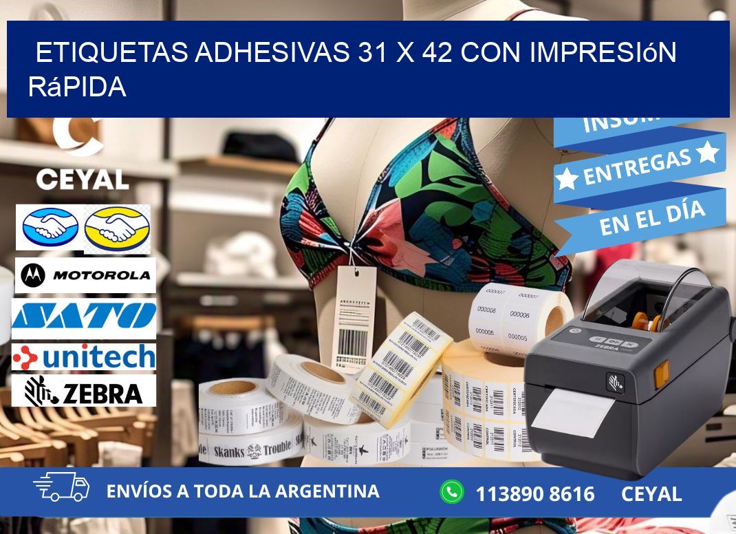 Etiquetas Adhesivas 31 x 42 con Impresión Rápida