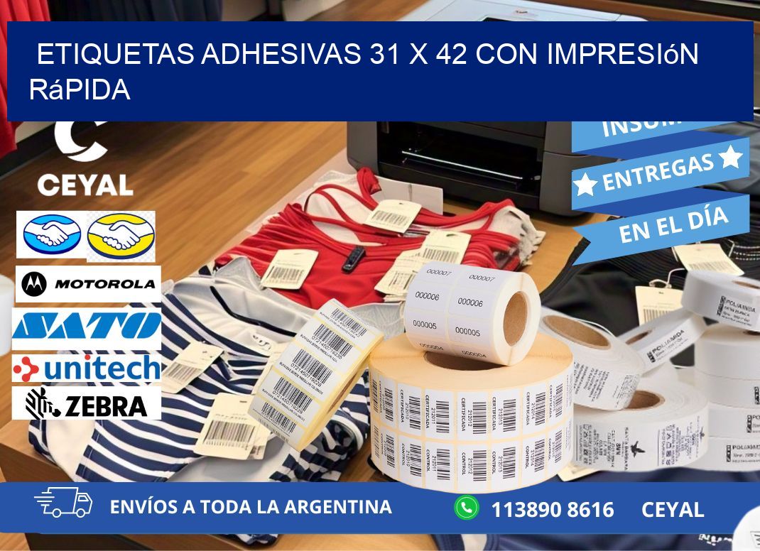 Etiquetas Adhesivas 31 x 42 con Impresión Rápida