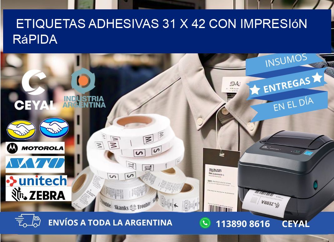 Etiquetas Adhesivas 31 x 42 con Impresión Rápida