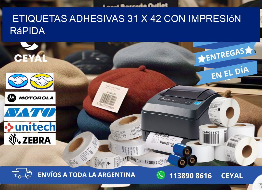 Etiquetas Adhesivas 31 x 42 con Impresión Rápida