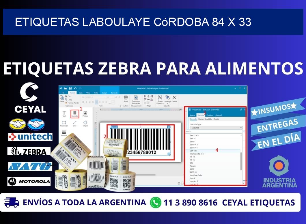 Etiquetas Laboulaye Córdoba 84 x 33