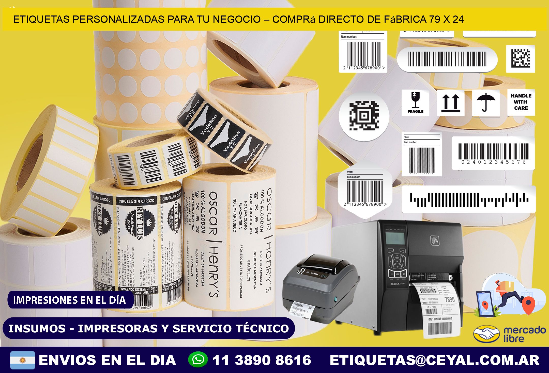 Etiquetas Personalizadas para Tu Negocio – Comprá Directo de Fábrica 79 x 24