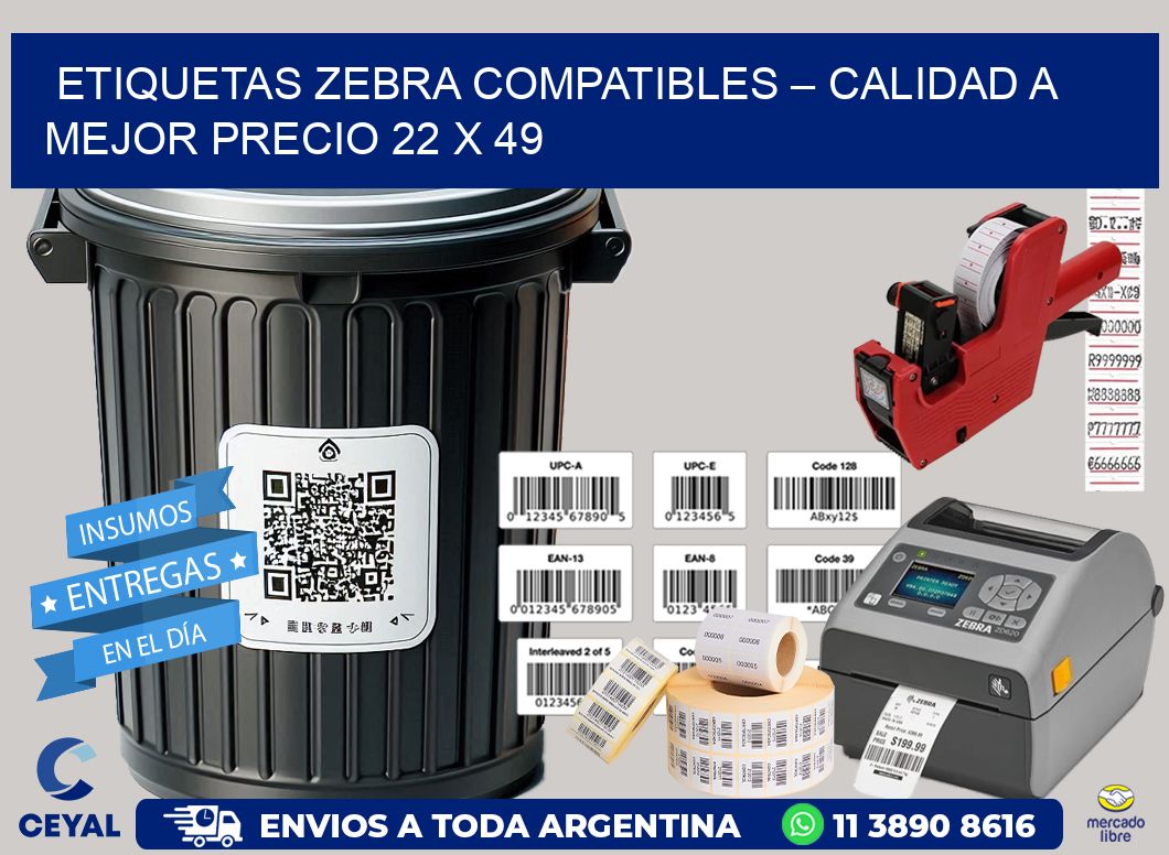 Etiquetas Zebra Compatibles – Calidad a Mejor Precio 22 x 49