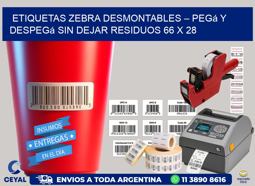 Etiquetas Zebra Desmontables – Pegá y Despegá Sin Dejar Residuos 66 x 28