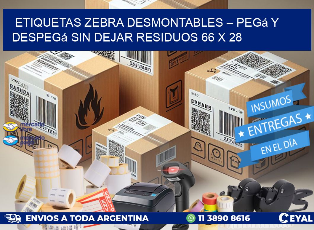 Etiquetas Zebra Desmontables – Pegá y Despegá Sin Dejar Residuos 66 x 28