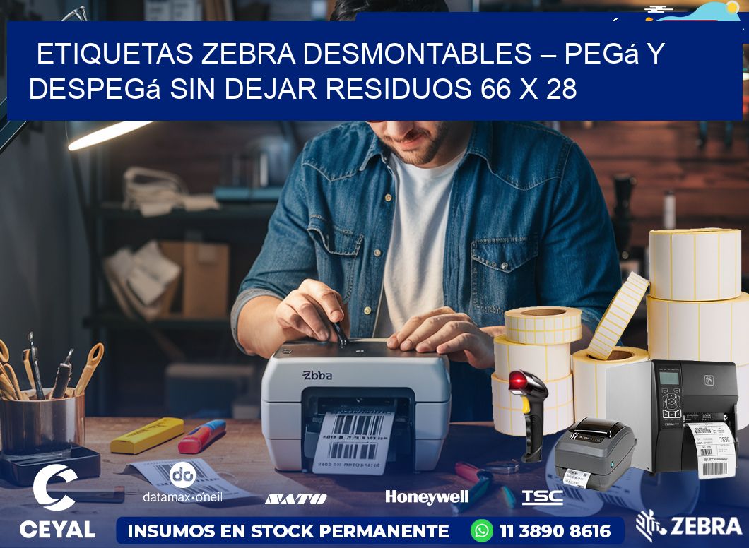 Etiquetas Zebra Desmontables – Pegá y Despegá Sin Dejar Residuos 66 x 28