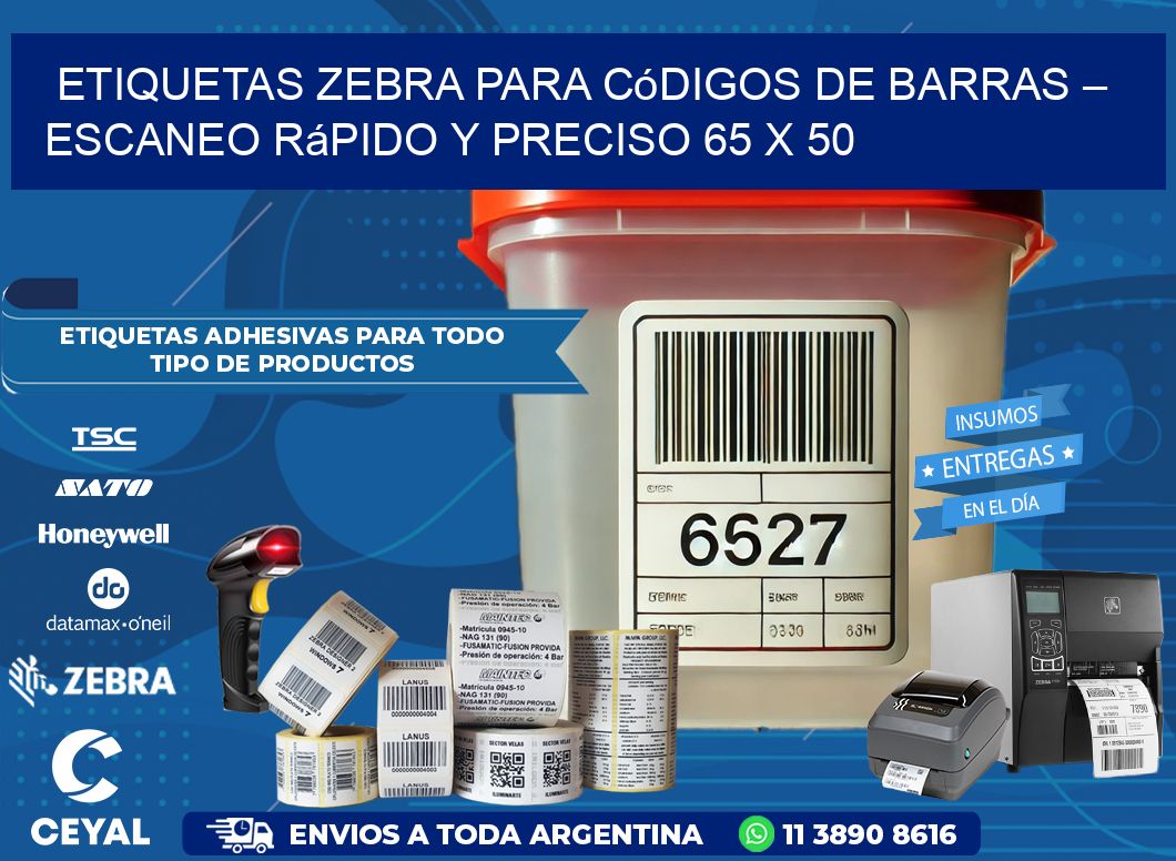 Etiquetas Zebra para Códigos de Barras – Escaneo Rápido y Preciso 65 x 50