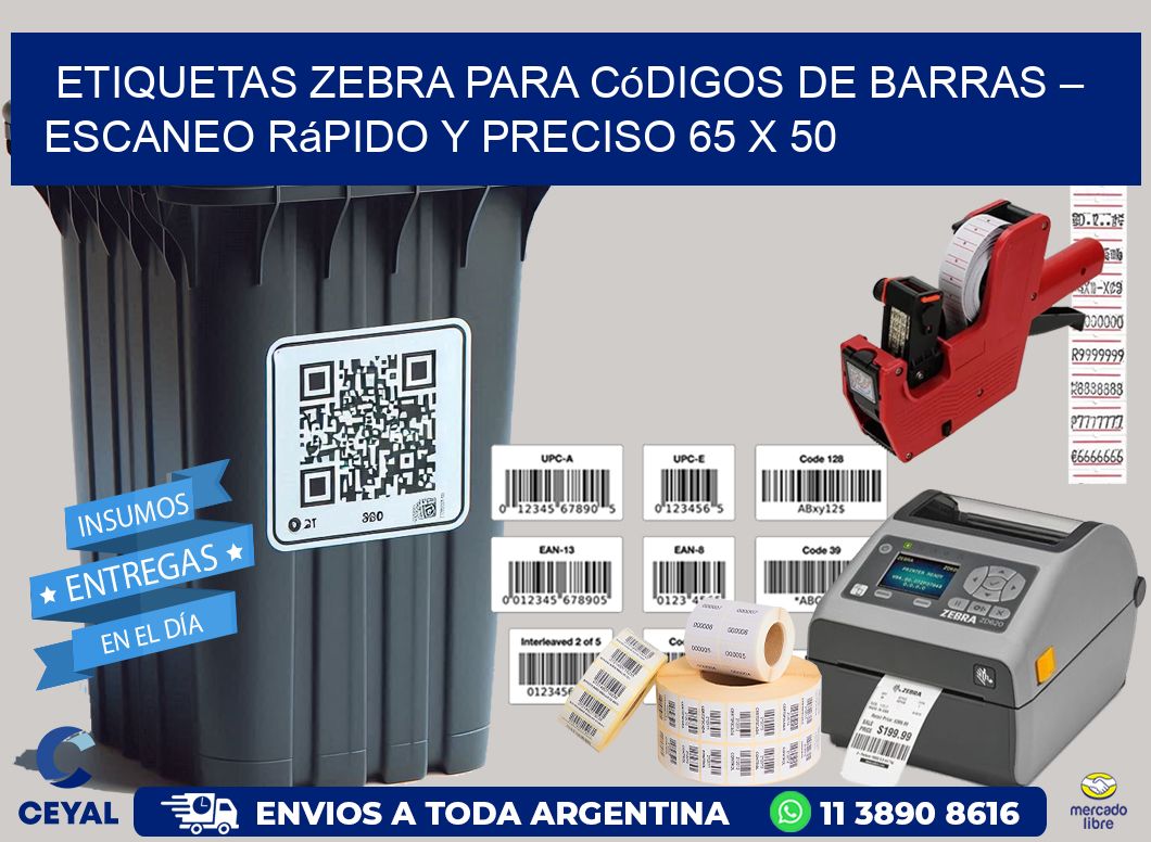 Etiquetas Zebra para Códigos de Barras – Escaneo Rápido y Preciso 65 x 50