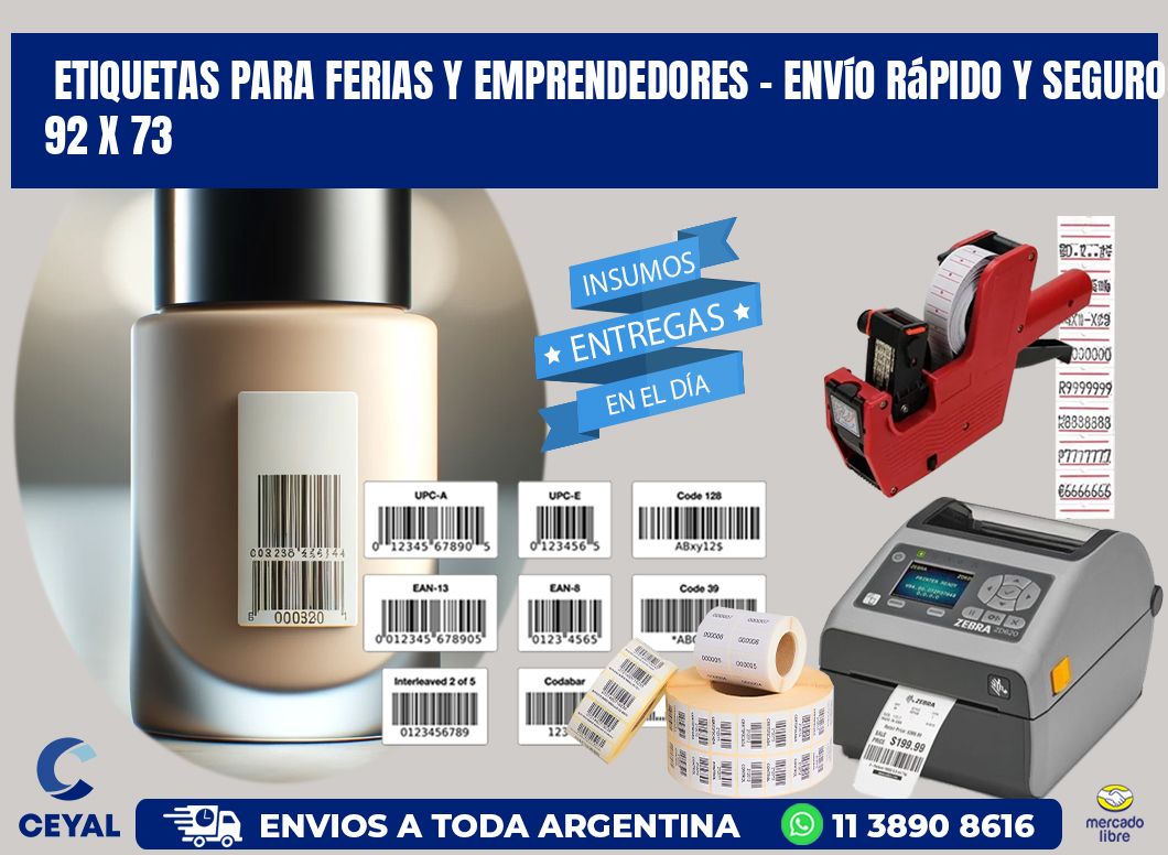 Etiquetas para Ferias y Emprendedores – Envío Rápido y Seguro 92 x 73