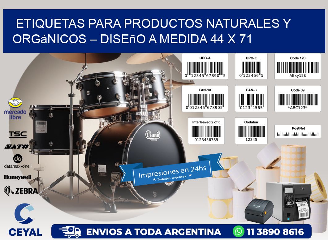 Etiquetas para Productos Naturales y Orgánicos – Diseño a Medida 44 x 71