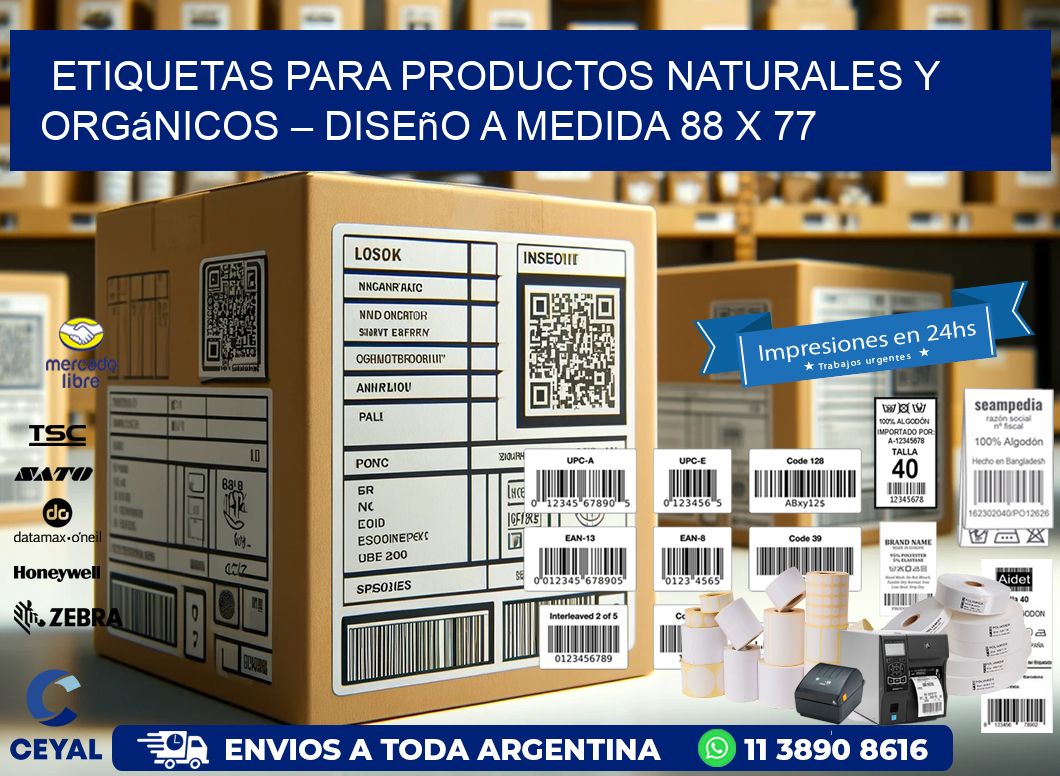 Etiquetas para Productos Naturales y Orgánicos – Diseño a Medida 88 x 77