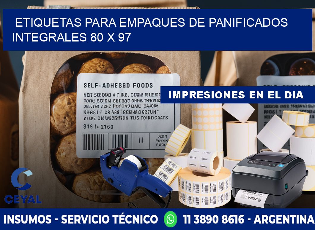 Etiquetas para empaques de panificados integrales 80 x 97