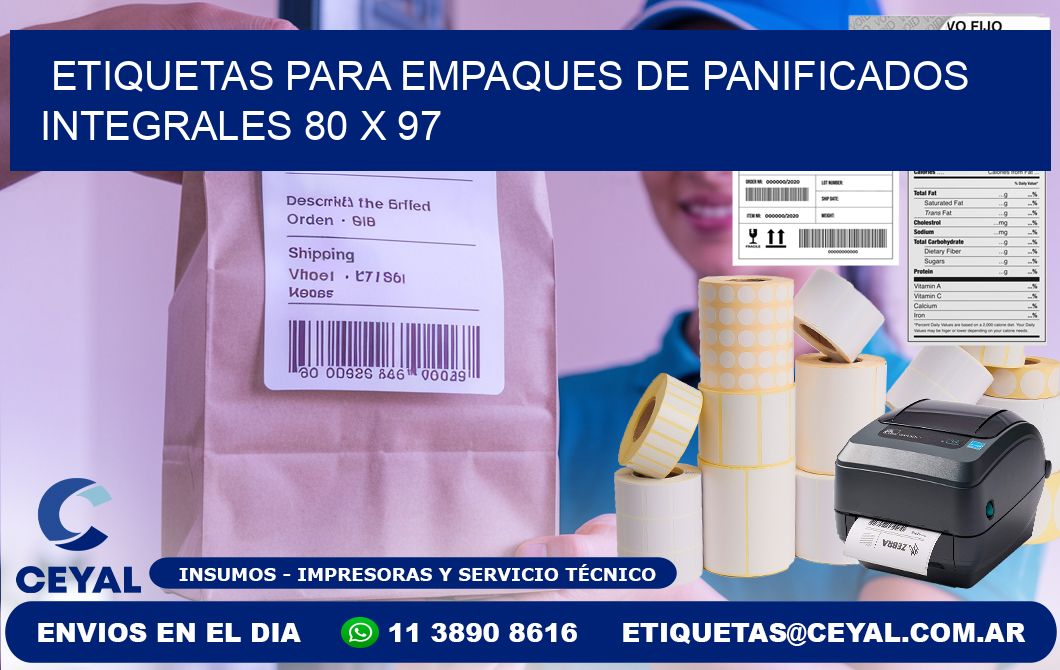 Etiquetas para empaques de panificados integrales 80 x 97