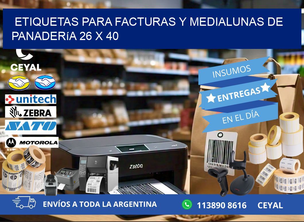 Etiquetas para facturas y medialunas de panadería 26 x 40