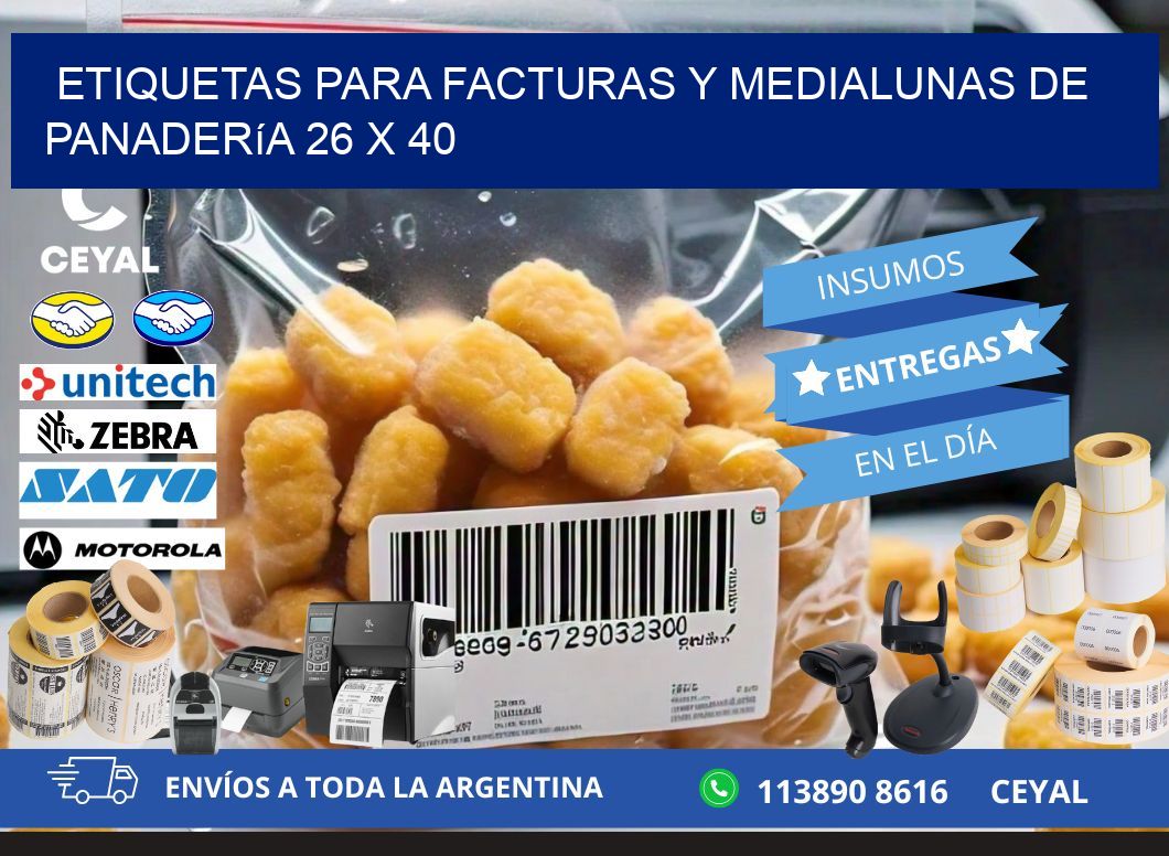 Etiquetas para facturas y medialunas de panadería 26 x 40