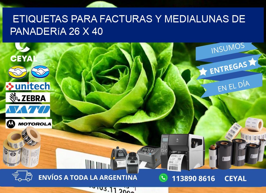 Etiquetas para facturas y medialunas de panadería 26 x 40