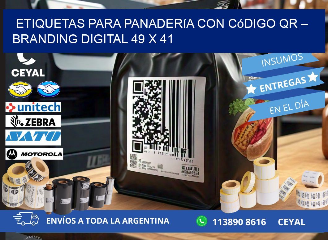 Etiquetas para panadería con código QR – Branding digital 49 x 41